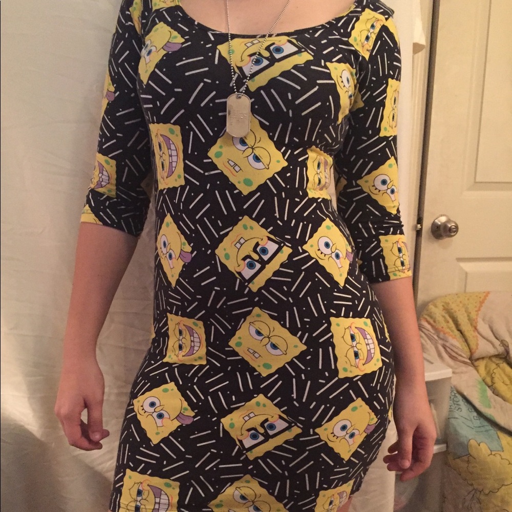 Form fitting dress with spongebob design.